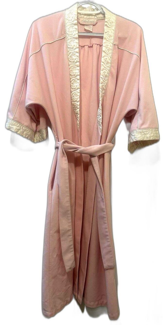 Vintage 1960s Vandemere Pink Satin Trim Robe Retro Lounge Medium Measurements